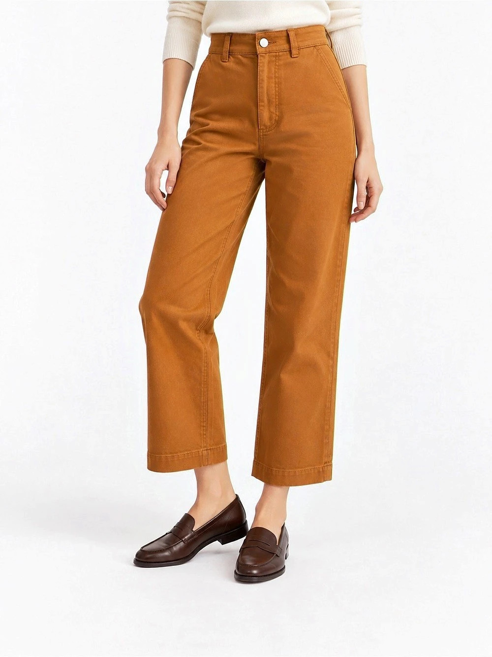 Everlane The Straight-Leg Crop Golden Brown Pants Size 4 Regular